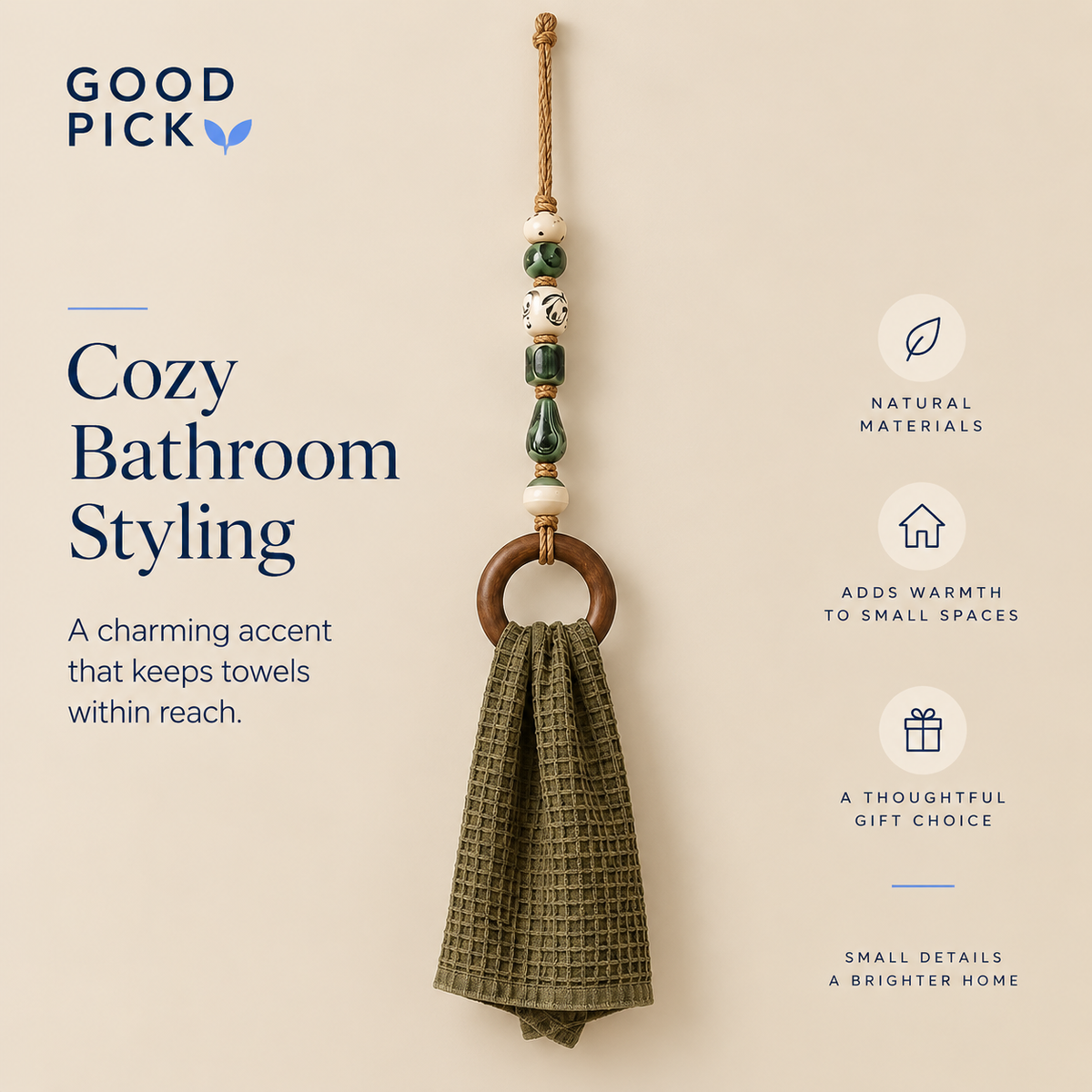 GOOD PICK Decorative Beaded Towel Hanger