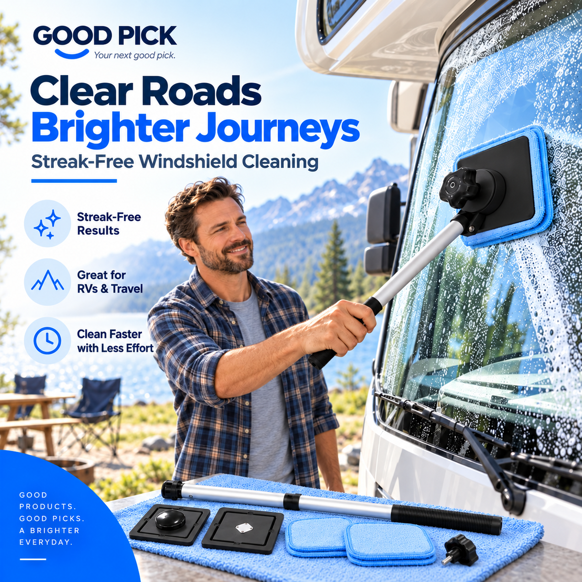 GOOD PICK Dual-Sided Magnetic Windshield Cleaner Kit