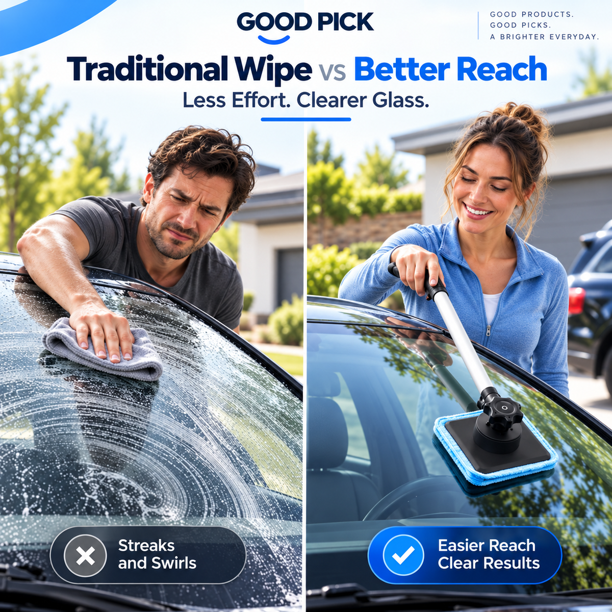 GOOD PICK Dual-Sided Magnetic Windshield Cleaner Kit