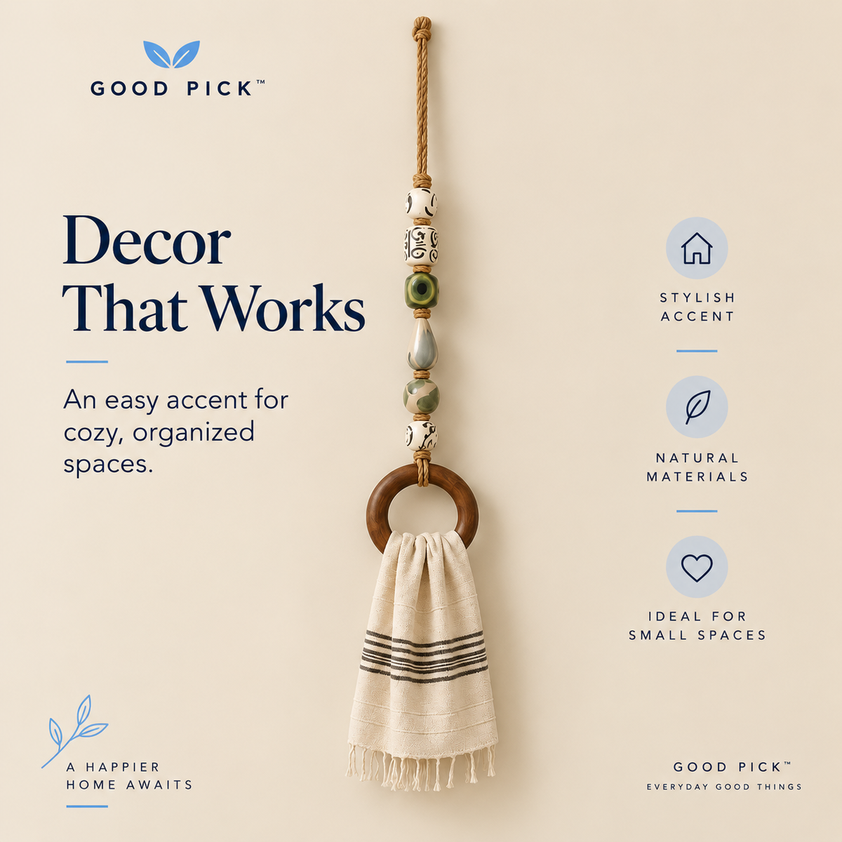 GOOD PICK Decorative Beaded Towel Hanger
